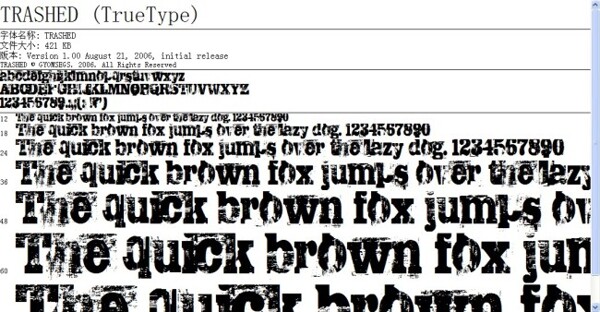 碎屑式的TRASHEDTrueType字体