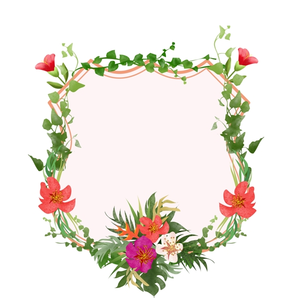 手绘花卉边框设计元素