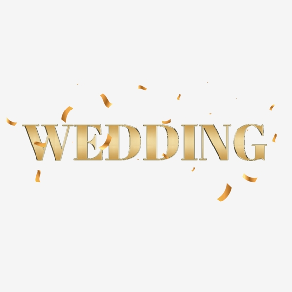 用丝带的金色婚礼简单字体