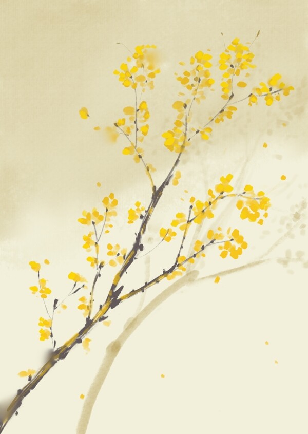 春节腊梅黄色背景