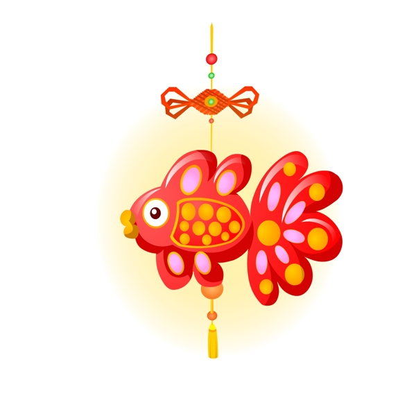 可商用高清新年喜庆鱼型红色灯笼元素