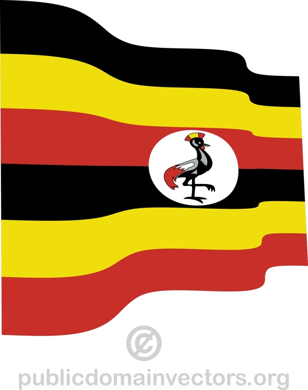 挥舞着乌干达国旗