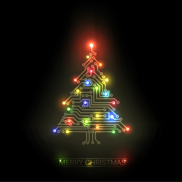 多彩圣诞树02矢量素材
