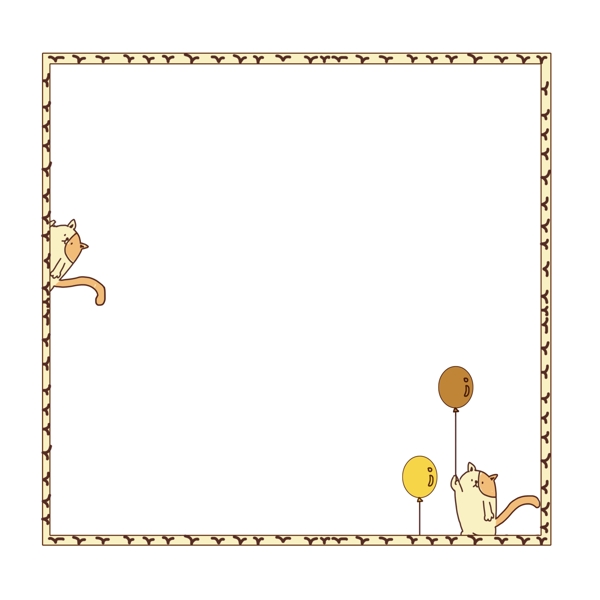 老鼠和气球边框插画