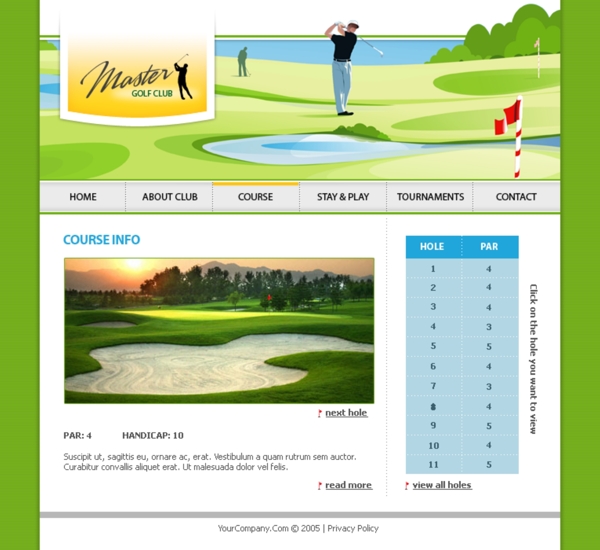 高尔夫俱乐部网页模板
