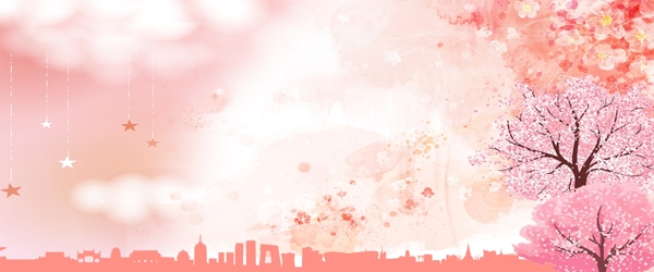 樱花节粉色唯美背景
