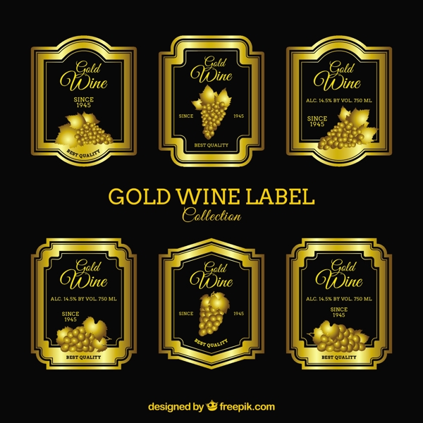 豪华的金色葡萄酒标签