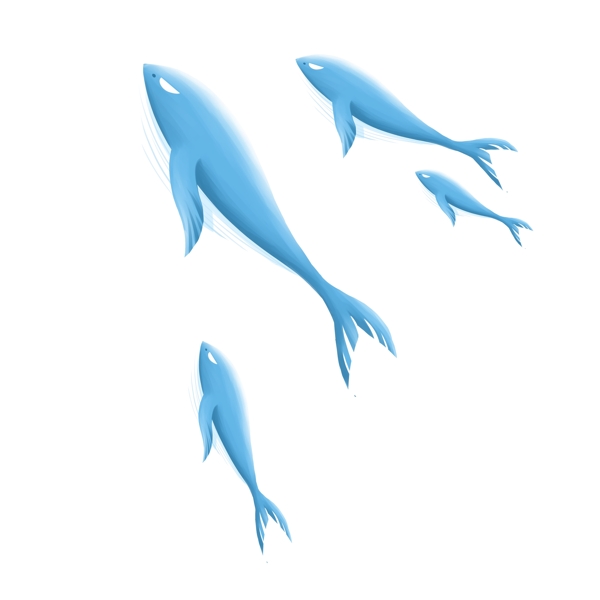 蓝色海豚图案元素