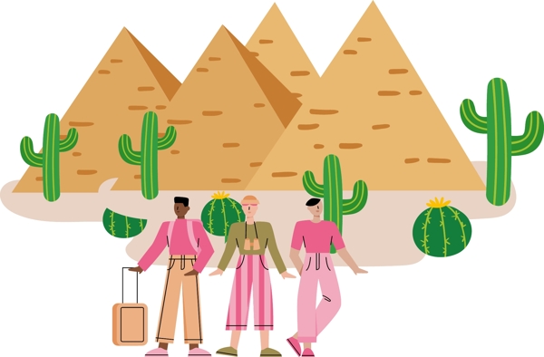 沙漠旅行装饰图案主题可商用