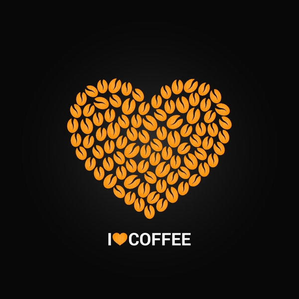 咖啡豆组合爱心矢量素材