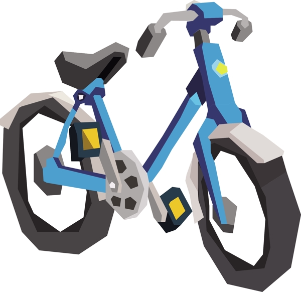 卡通几何自行车可商用元素