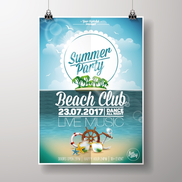 海滩俱乐部派对海报