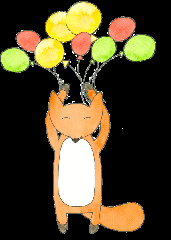 狐狸与气球透明素材