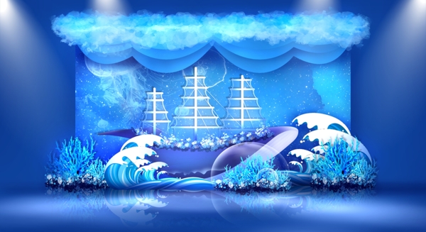 蓝色鲸鱼海洋系婚礼效果图