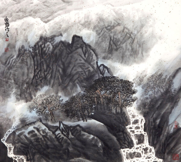 云山溪流图图片