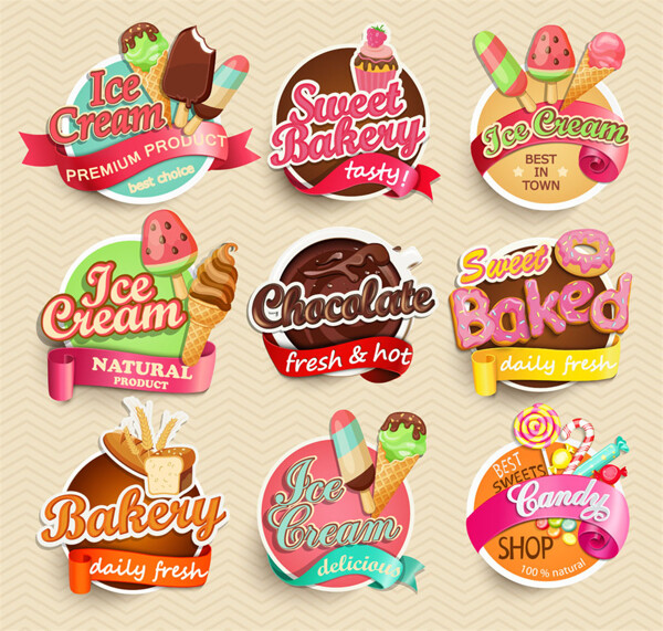 甜品冰激凌标签图片