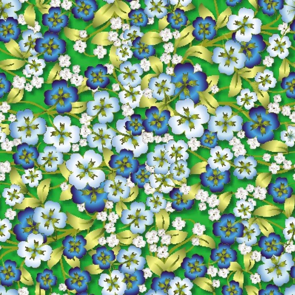 蓝色精美花朵立体无缝背景设计