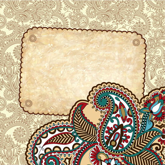 传统花纹图案羊皮背景矢量素材