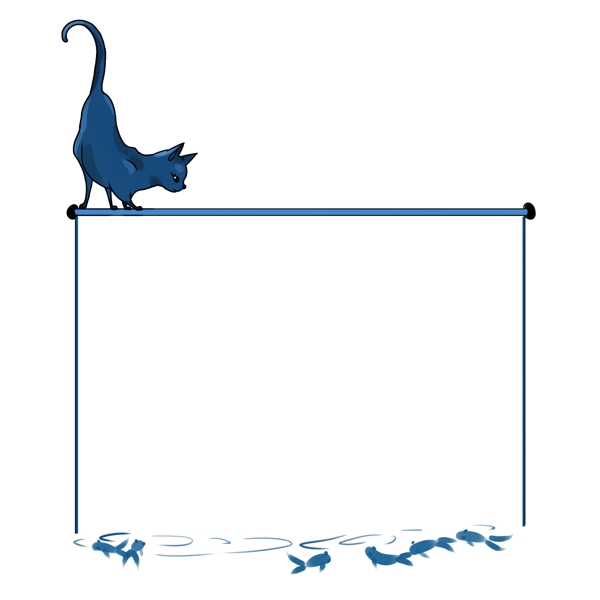 边框猫咪蓝色可爱卡通边框
