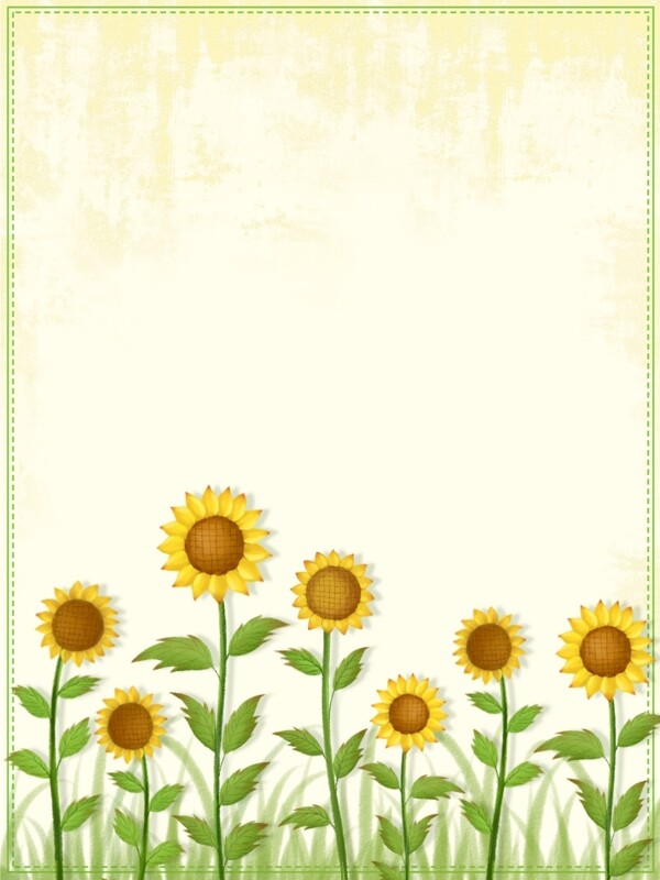 纯手绘原创向日葵植物花卉水彩边框背景