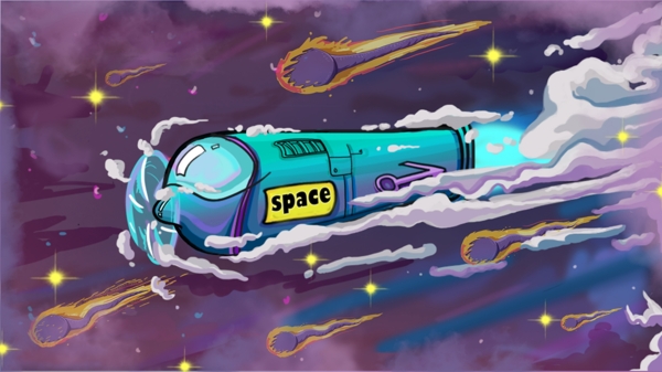 奇妙太空梦想遨游插画