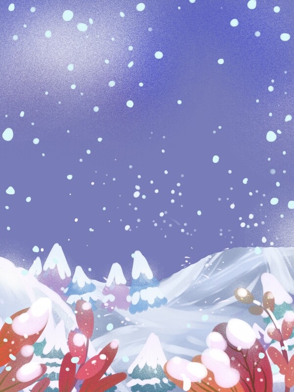国风彩绘冬雪小雪背景设计