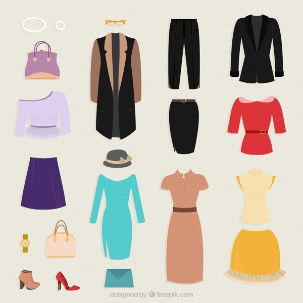 21款女子服饰与配饰矢量素材