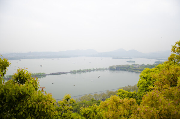 鸟瞰西湖风景图片