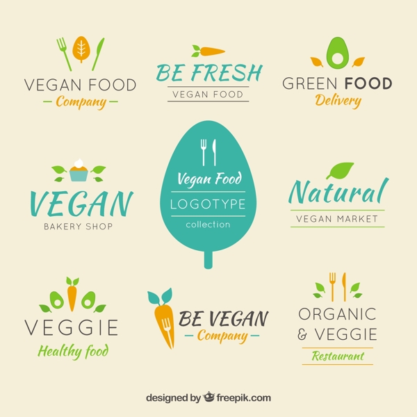 绿色蔬菜徽章设计
