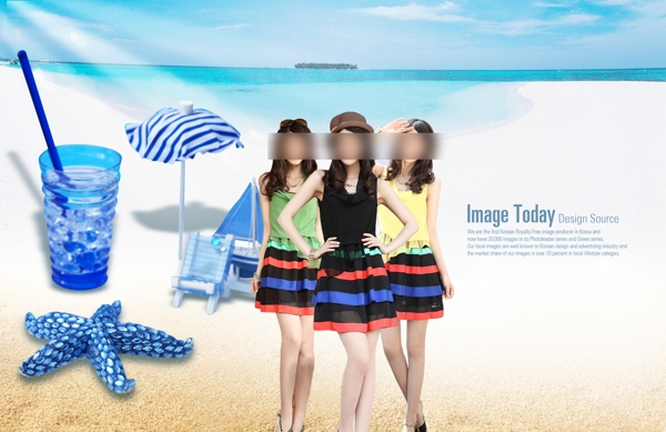 夏季海滩女装海报