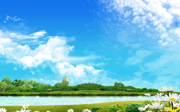 蓝天白云风景图图片
