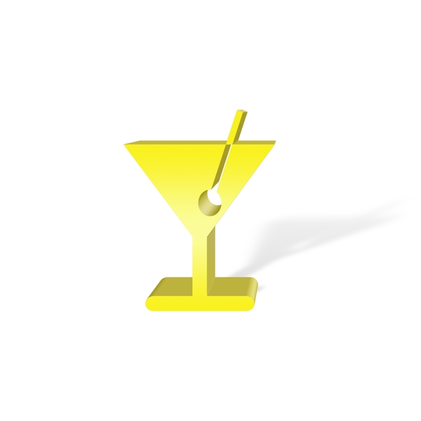 简约清新黄色创意c4d风格原创装饰小酒杯元素