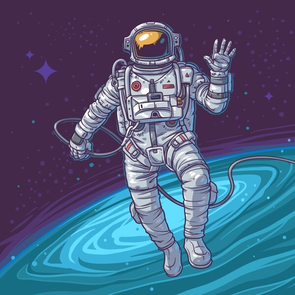 手绘宇航员插图