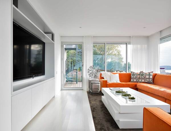 现代简欧客厅橙色设计效果图