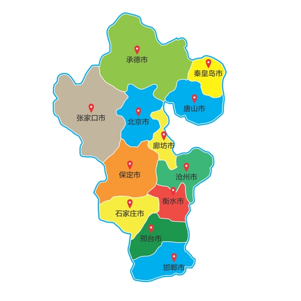 河北省区域矢量地图素材