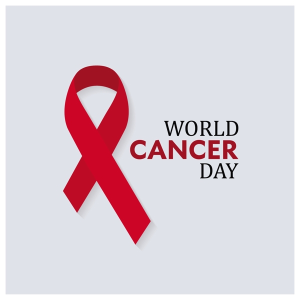 灰色背景上的红丝带世界癌症日