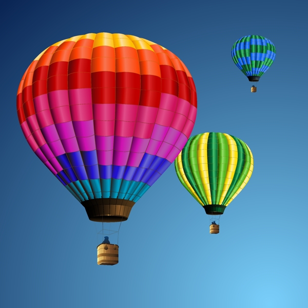 正在飞行的彩色热气球