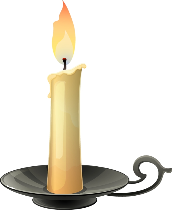 卡通白色蜡烛烛台元素