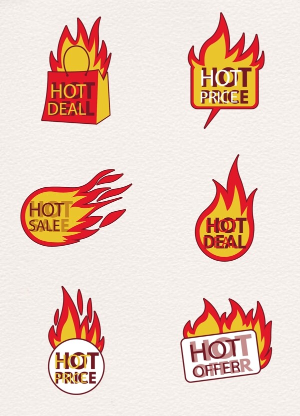 卡通火焰矢量热卖标签设计