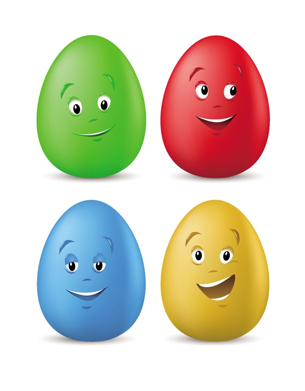 彩色蛋蛋表情矢量素材