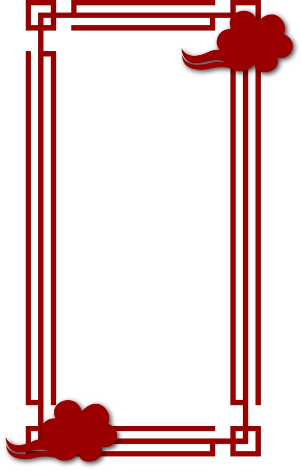 红色传统祥云长方形边框