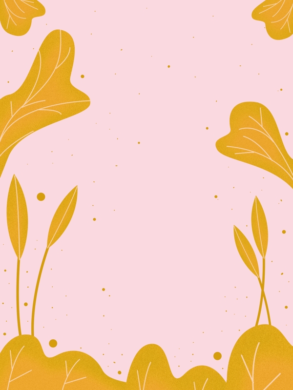 彩绘黄色植物叶子背景设计