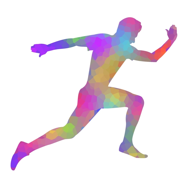 彩色渐变跑步人物元素图片
