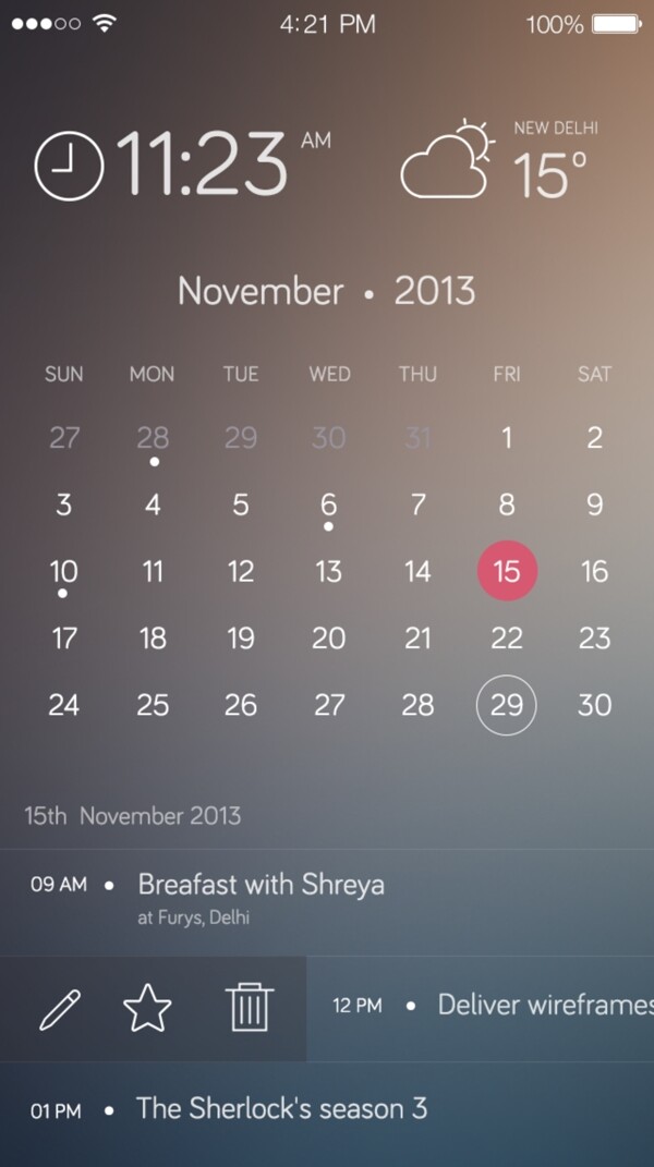 精美苹果手机日历UI设计