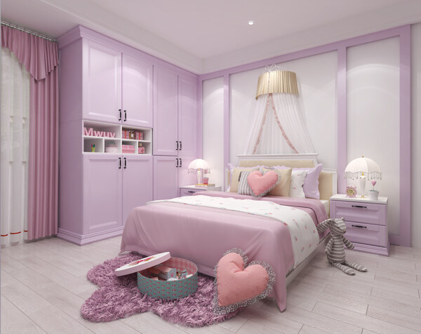 紫色可爱儿童房家装效果图