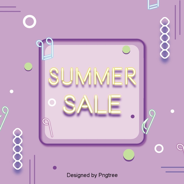 夏季销售紫色背景的黄灯霓虹灯