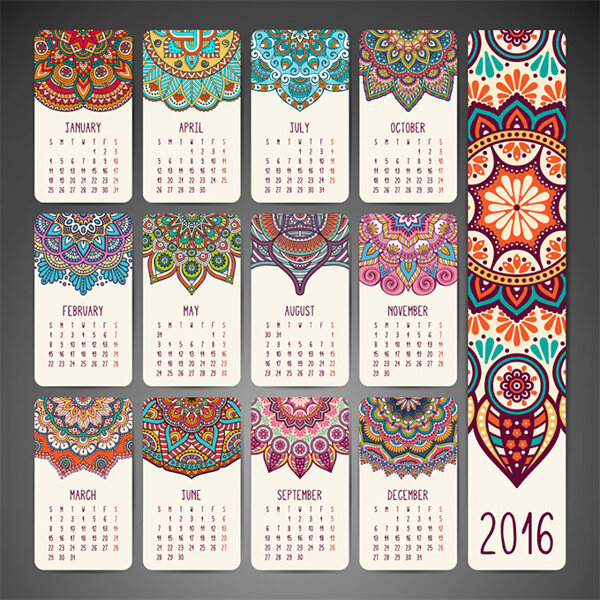 2016年日历卡片矢量素材