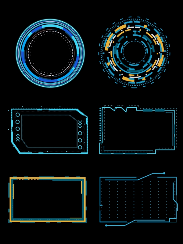 蓝色未来感科技边框几何边框圆框方框对话框
