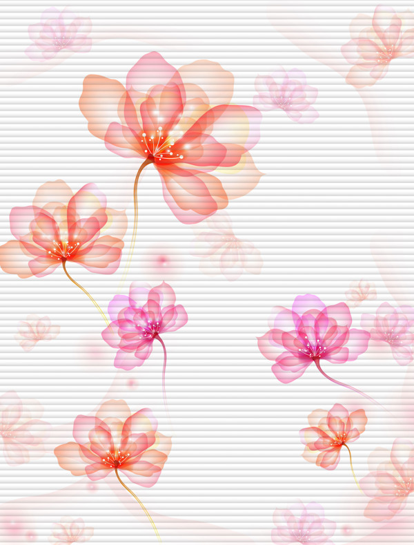 花草移门装饰图片美丽透明花朵
