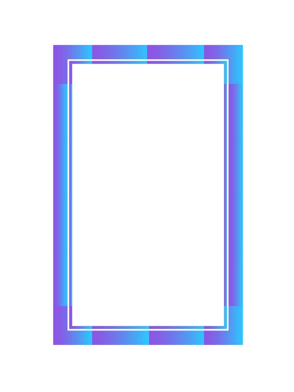 蓝色简约粗线条竖长方形海报边框